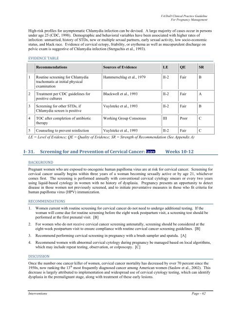 Management of pregnancy - VA/DoD Clinical Practice Guidelines ...