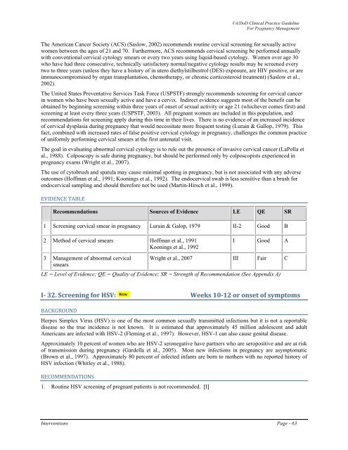 Management of pregnancy - VA/DoD Clinical Practice Guidelines ...