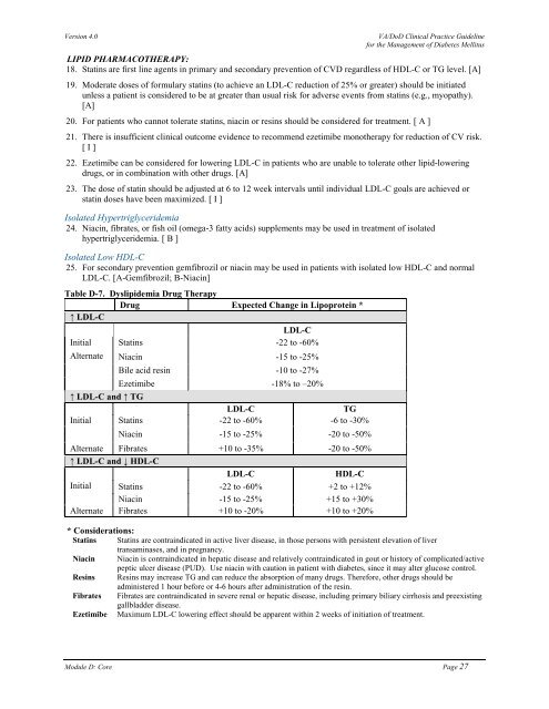 DM Full Guideline (2010) - VA/DoD Clinical Practice Guidelines Home