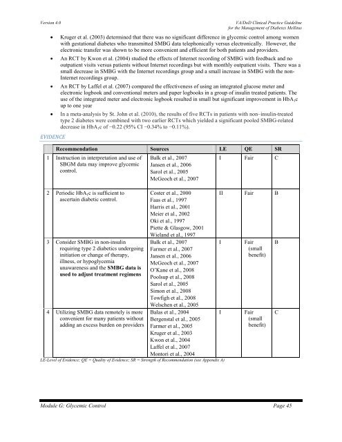 DM Full Guideline (2010) - VA/DoD Clinical Practice Guidelines Home