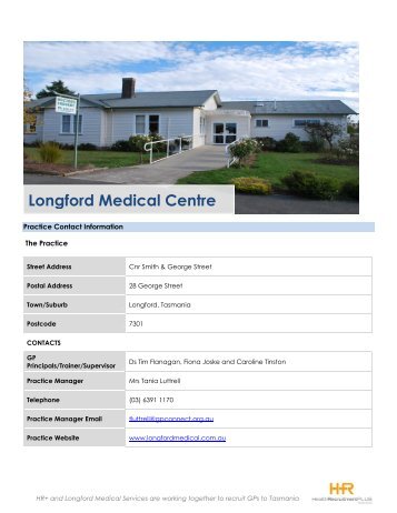 Longford Medical Centre - Health Recruitment PLUS Tasmania