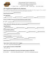 Supplemental Application - Oklahoma State University Center for ...