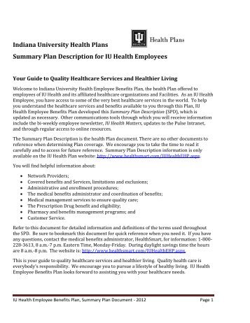 Indiana University Health Plans Summary Plan ... - HealthSmart