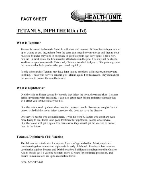 TETANUS, DIPHTHERIA (Td)