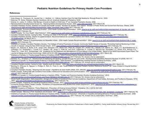 Pediatric Nutrition Guidelines for Primary Health Care Providers