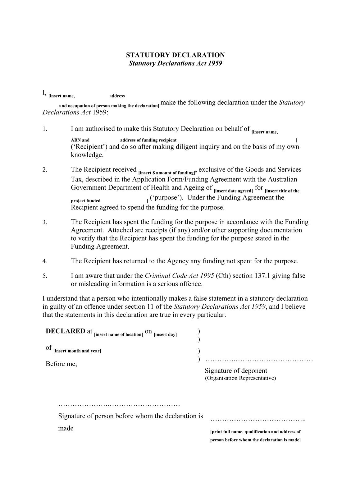 Statutory Declaration Form Best Wholesale | www.bharatagritech.com