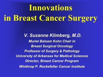Innovations in Breast Cancer Surgery - Arkansas Department of Health