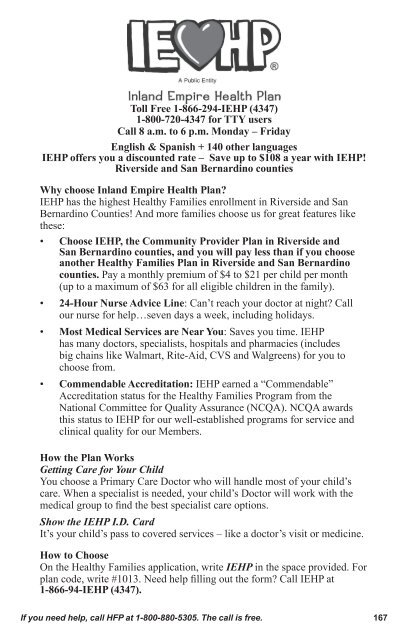 Individual Plan Descriptions - California Healthy Families - State of ...