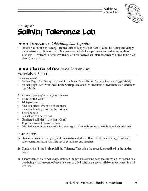 Activity 2: Salinity Tolerance Lab