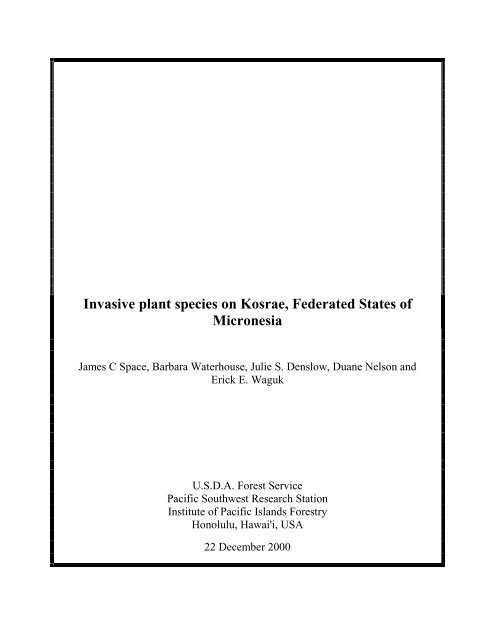 Invasive plant species on Kosrae, Federated States of Micronesia