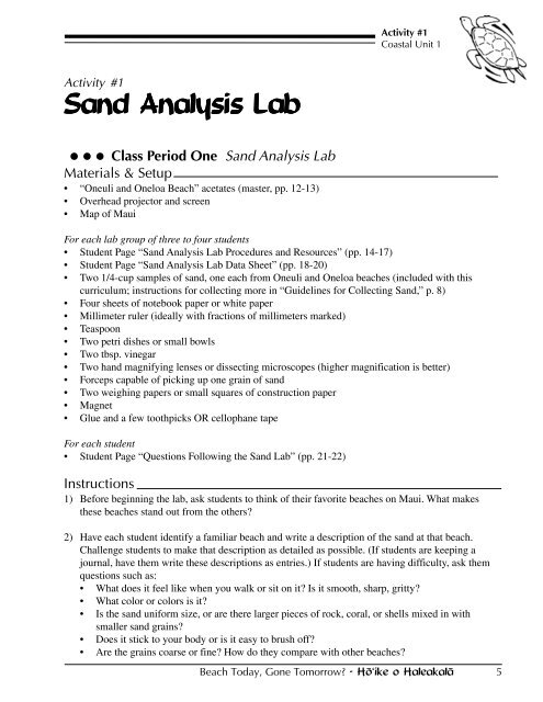 Activity 1: Sand Analysis Lab