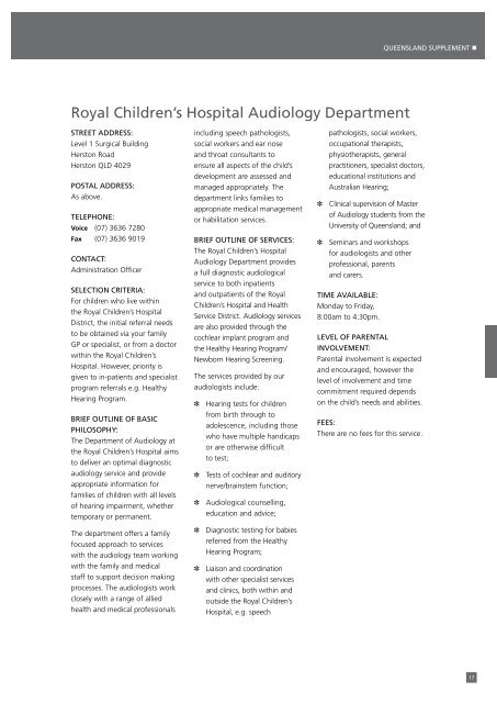 QUEENSLAND SUPPLEMENT - Australian Hearing