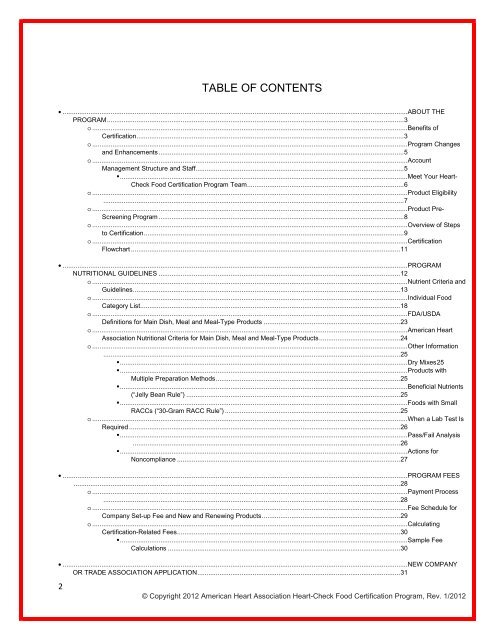 heart-check food certification program application packet