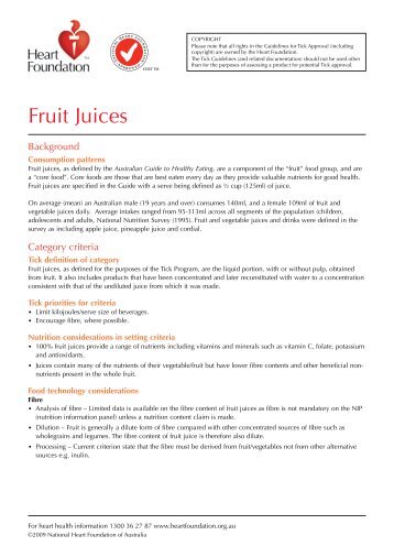 Fruit Juices - National Heart Foundation