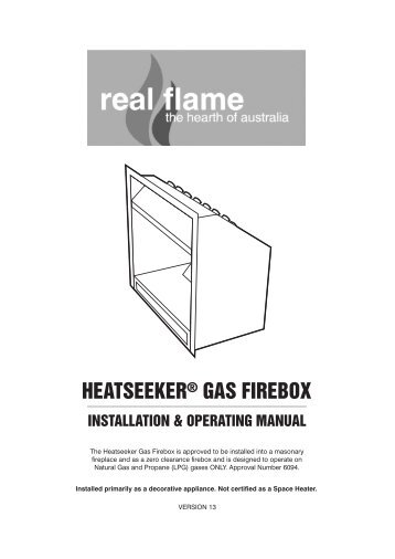 Realflame Heatseeker owners and installation guide - Heatworks