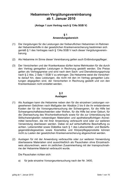 Hebammen Vergutungsvereinbarung Gkv Spitzenverband