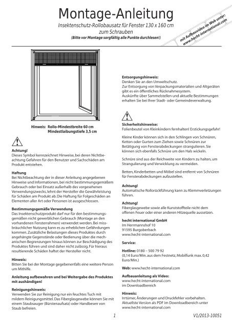 Insektenschutzrollo fÃ¼r Fenster - hecht-international GmbH