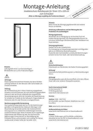 Insektenschutzrollo fÃ¼r TÃ¼ren - hecht-international GmbH