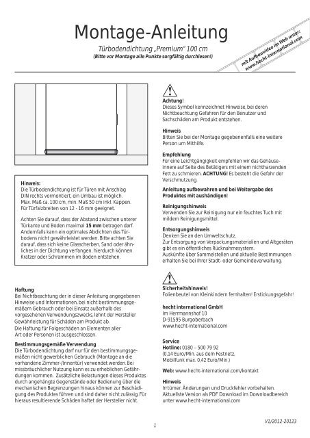 Montage-Anleitung - hecht-international GmbH