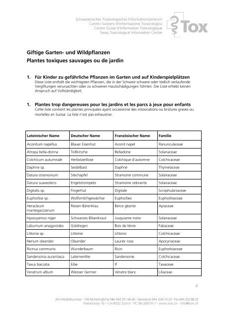 Giftige Garten- und Wildpflanzen Plantes toxiques sauvages ou de ...