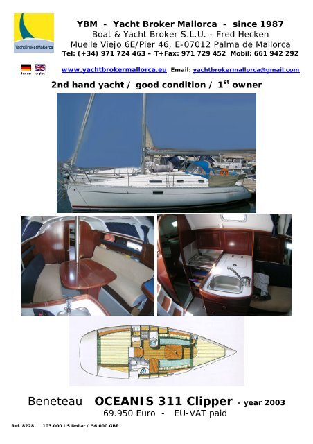 Beneteau OCEANIS 311 Clipper - year 2003 - heckenweb.de