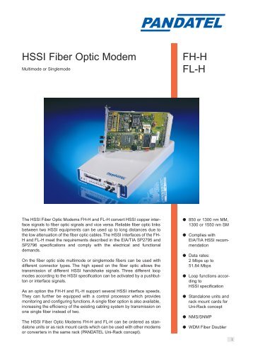 HSSI Fiber Optic Modem FH-H FL-H - Hedin Data