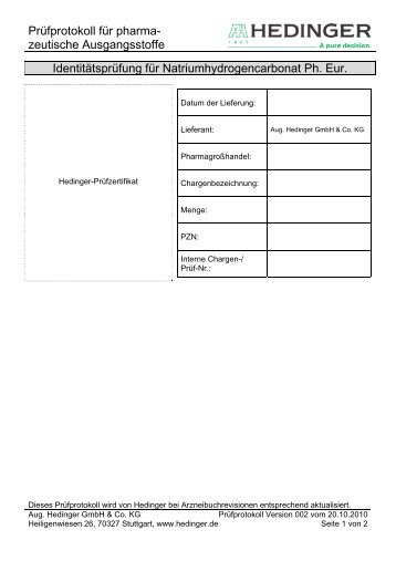 Natriumhydrogencarbonat Ph. Eur. - Hedinger