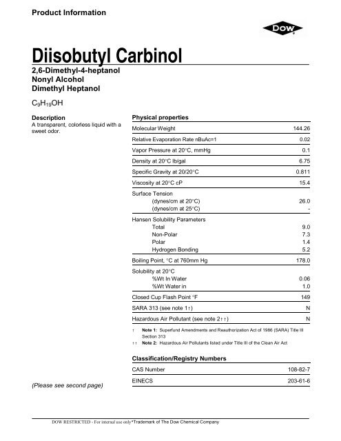 Diisobutyl Carbinol - Hedinger