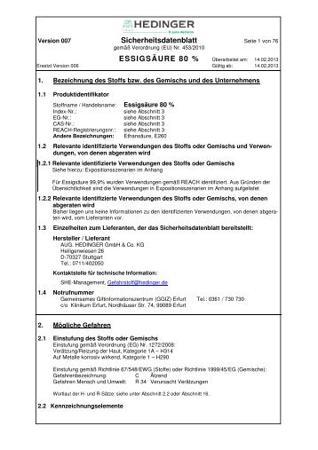 Sicherheitsdatenblatt öffnen - Hedinger
