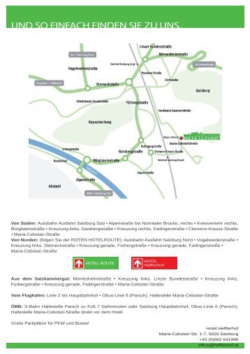 Anfahrt als PDF downloaden - Hotel Heffterhof Salzburg