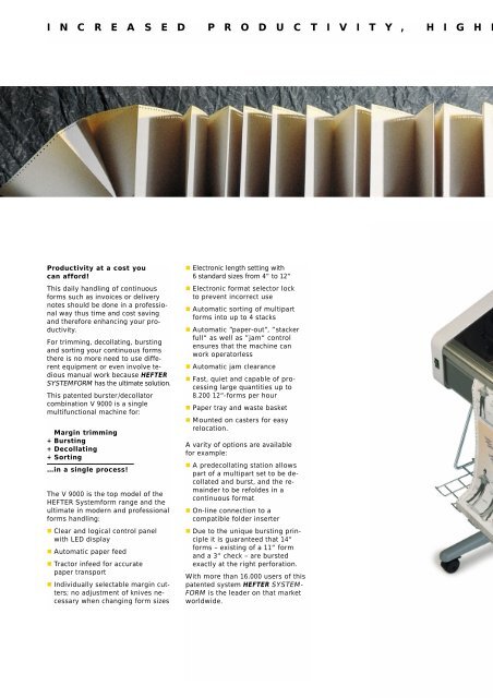 Brochure V 9000 (PDF) - HEFTER Systemform