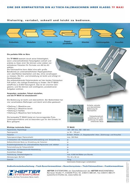 Prospekt TF MAXI (PDF) - HEFTER Systemform