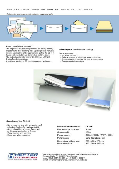 Brochure OL 300 (PDF) - HEFTER Systemform