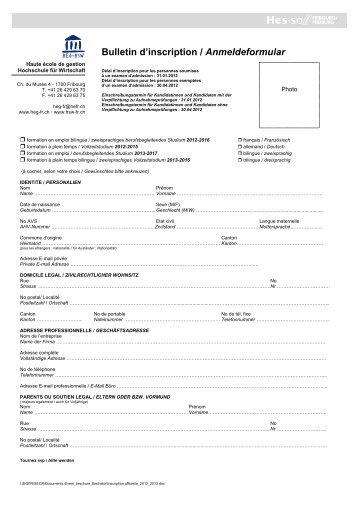 Bulletin d'inscription / Anmeldeformular - Haute école de gestion ...