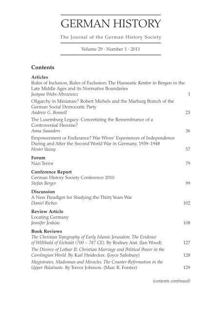 Table of Contents (PDF) - German History