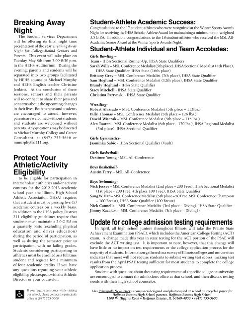 NEWSLETTER - Hoffman Estates High School