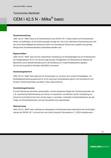 CEM I 42,5 N - Milke basic - HeidelbergCement