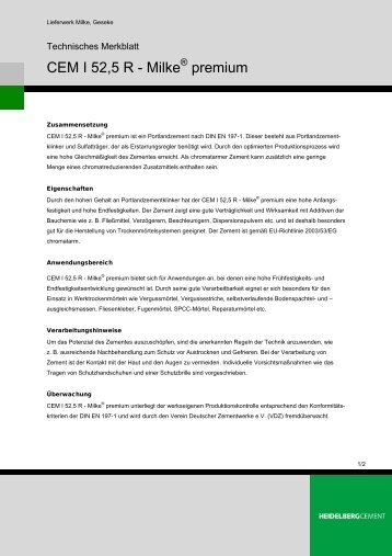 CEM I 52,5 R - Milke premium - HeidelbergCement