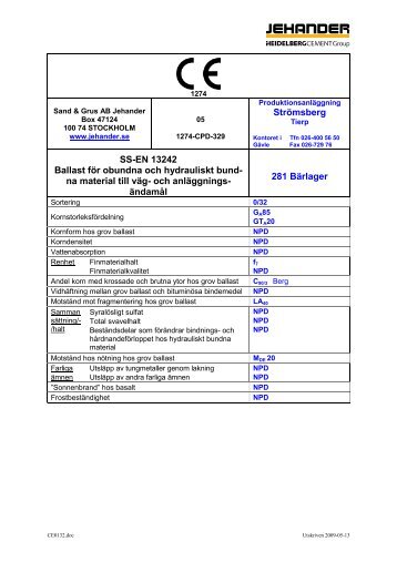 Obunden ballast samtagen CE 2+ 0/32 K Strömsberg (PDF; 107 KB)