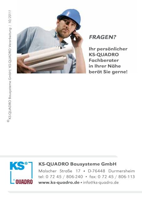 Verarbeitung KS-QuaDrO - Heidelberger Kalksandstein GmbH