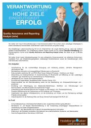 Quality Assurance and Reporting Analyst (m/w) - Heidelberger Leben