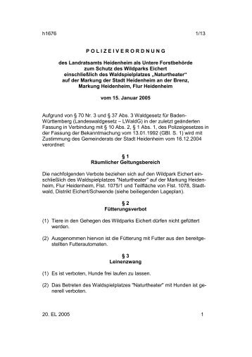 Polizeiverordnung des Landratsamts ... - Stadt Heidenheim