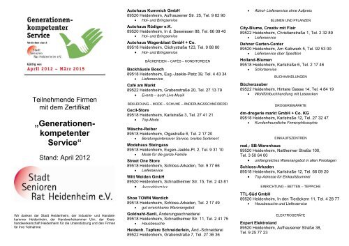 Generationenkompetenter Service - Stadt Heidenheim