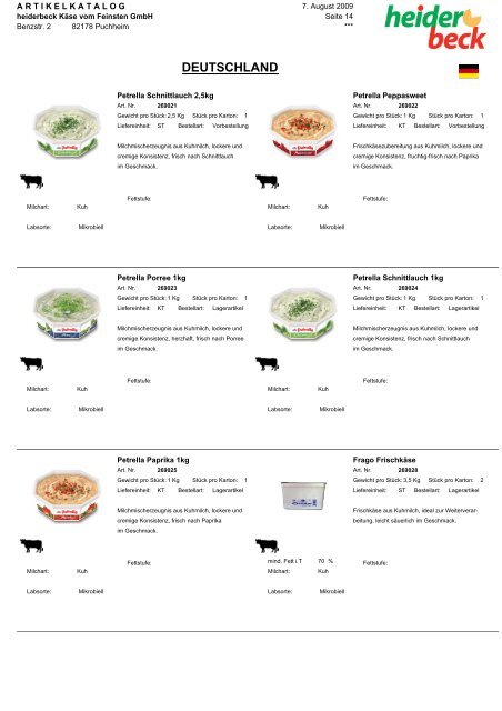 deutschland - heiderbeck KÃ¤se vom Feinsten GmbH
