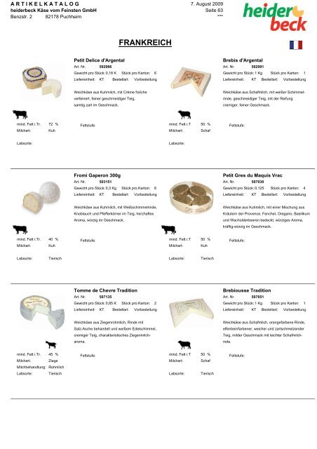 frankreich - heiderbeck KÃ¤se vom Feinsten GmbH