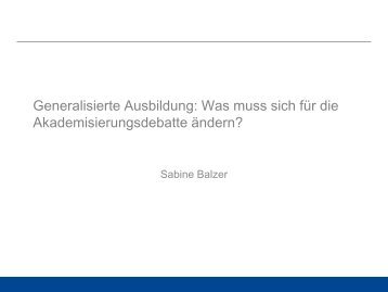 Balzer, Sabine: Generalisierte Ausbildung - Was muss ... - Heilberufe