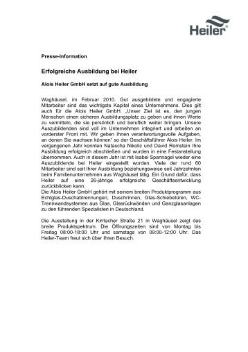 Erfolgreiche Ausbildung bei Heiler - Alois Heiler GmbH