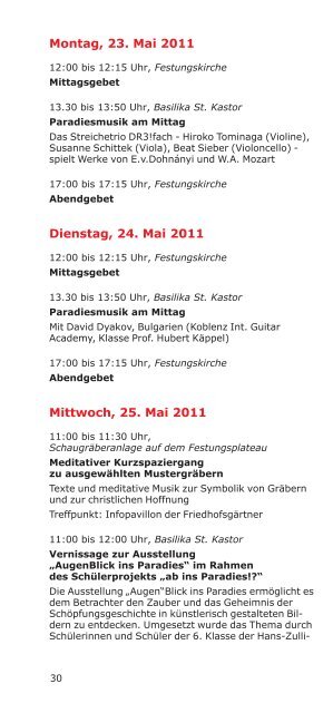 Unser Programm - Kirche auf der BUGA 2011