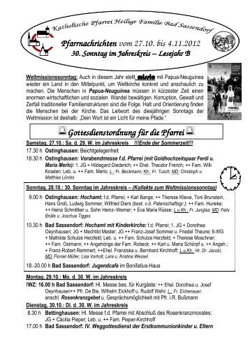 Der Pfarrbrief vom 27.10.2012 bis 04.11.2012 - Katholischen Pfarrei ...