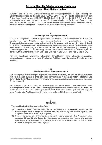 Kurabgabesatzung - Heiligenhafen